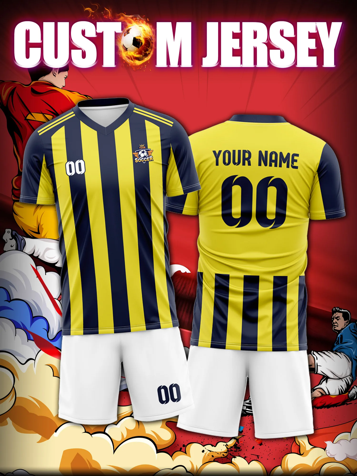 

Футболка для футбола с индивидуальным изображением, номером и именем, креативный графический дизайн, уникальный комплект для команды