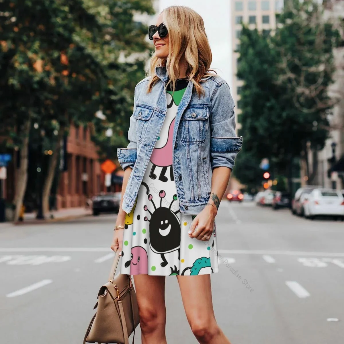 Robes d'été pour femmes, t-shirt de plage, sans manches, virus, Kawaii, décontracté, ample, débardeur, 2025