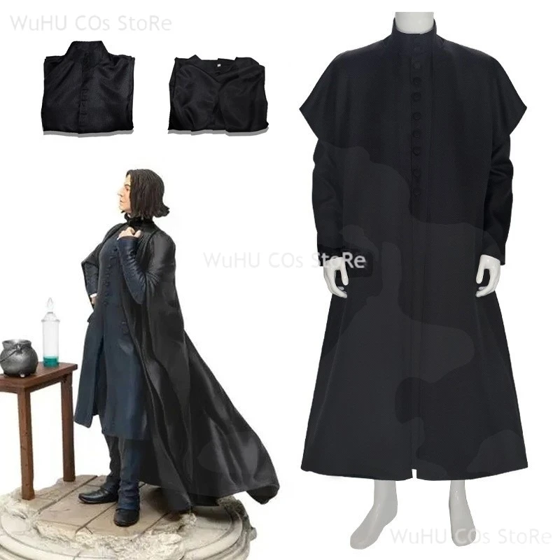 Costume de professeur de magie Snapee pour hommes et femmes, olympiques de chemises Everak noires d'école, uniforme de cosplay, perruque, fête d'Halloween, carnaval