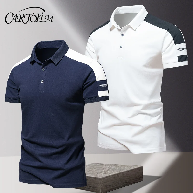 

Мужская рубашка ПОЛО, летняя элитная деловая повседневная футболка из ледяного шелка с короткими рукавами, однотонный тонкий топ из чистого хлопка с лацканами