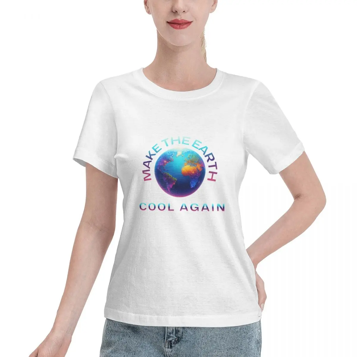 Free Matching Make The Earth Cool Again Women's T-shirt Spring Outfit Summer Women Top