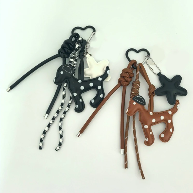 

Decor PU Leather Shoulder Bags Pendant Key Chain Leather Rope Cute Dog Dalmatian Dog Charm Gift DIY Dog Leather Bag Keychains