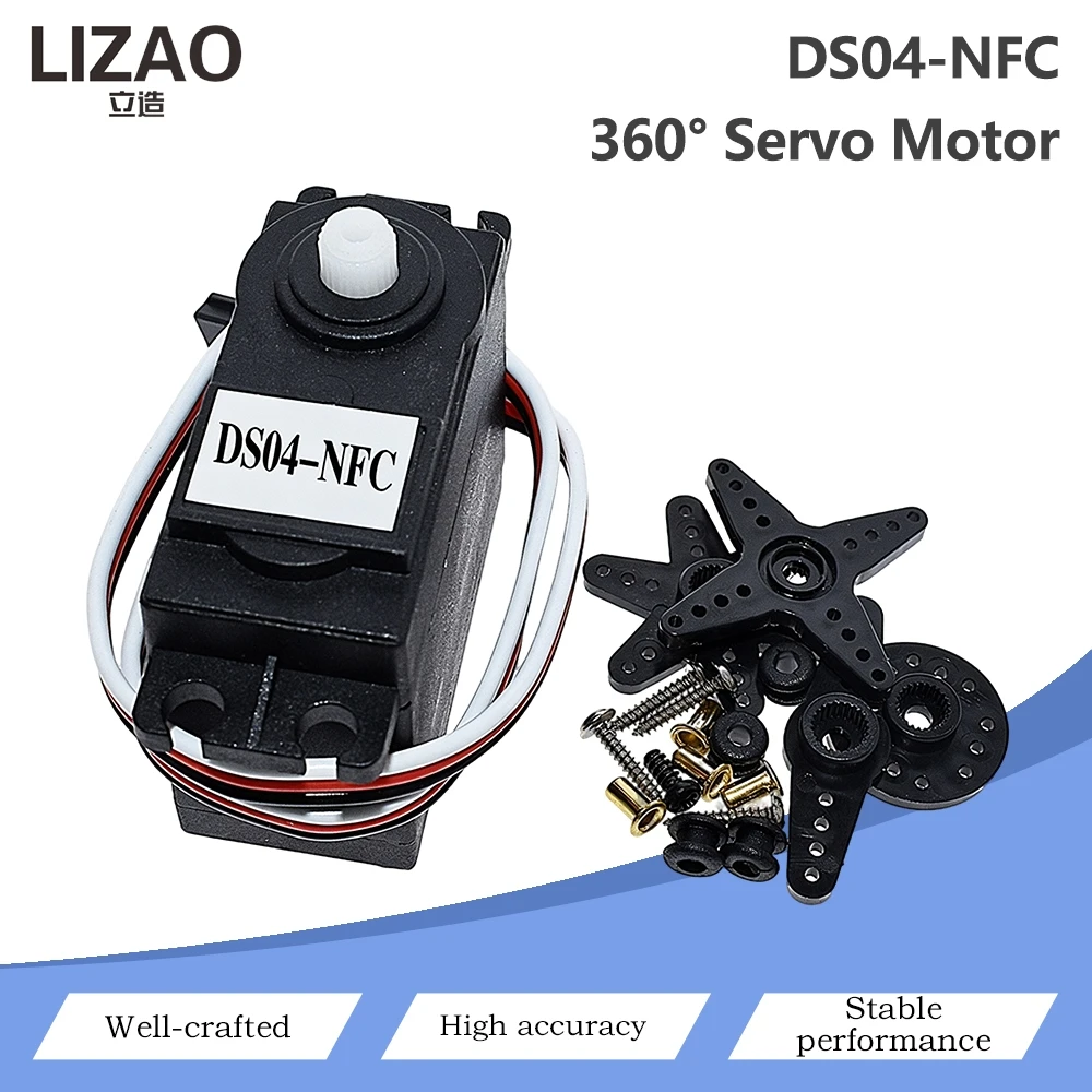 DS04-NFC 360° Continuous Rotation Servo Motor DC Gear Servo 5.5kg/cm Torque DC 4.8V-6V for Smart Car Robot DIY Project