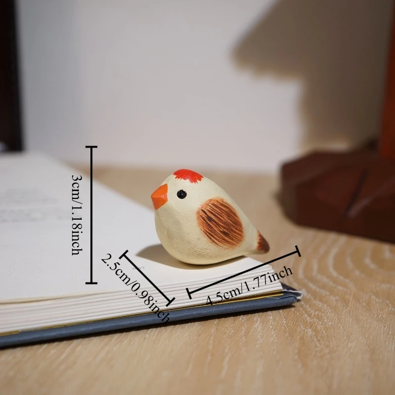 Miniature Spotlight Chick Hand Carved Wood Sculpture Cute Poultry Figurines Home Decor Patio Bonsai Wooden Decoration Ornament