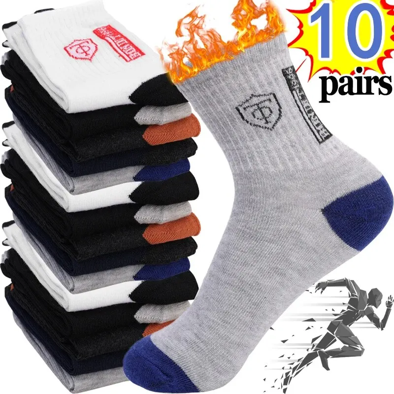 10 paires respirant coton sport bas hommes fibre de bambou automne et hiver hommes chaussettes