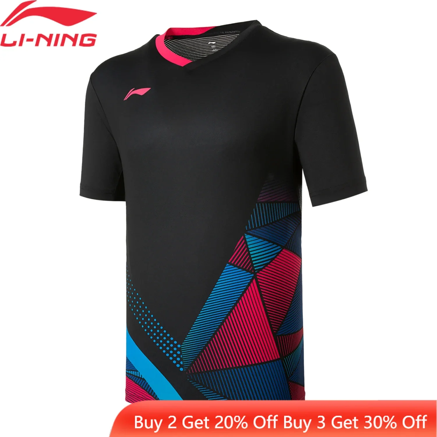 Li-Ning Men Badminton Jersey T-shirt AT DRY Breathable 93%Polyester 7%Spandex LiNing Regular Fit Sports Tee Tops AAYU129