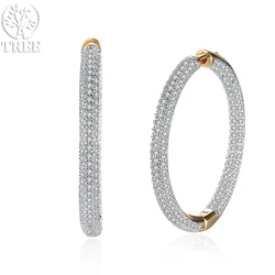 ALITREE 925 Sterling Silver Full AAA Zircon Gold Circle Hoop Earrings For Women Earring Fashion Party Birthday Wedding Jewelry