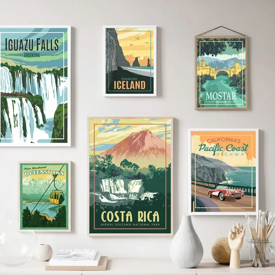 World City View Mostar Island Banff Costa Minimalistischer Wandkunstdruck, Leinwandgemälde, Poster für Wohnzimmer, moderne Heimdekoration
