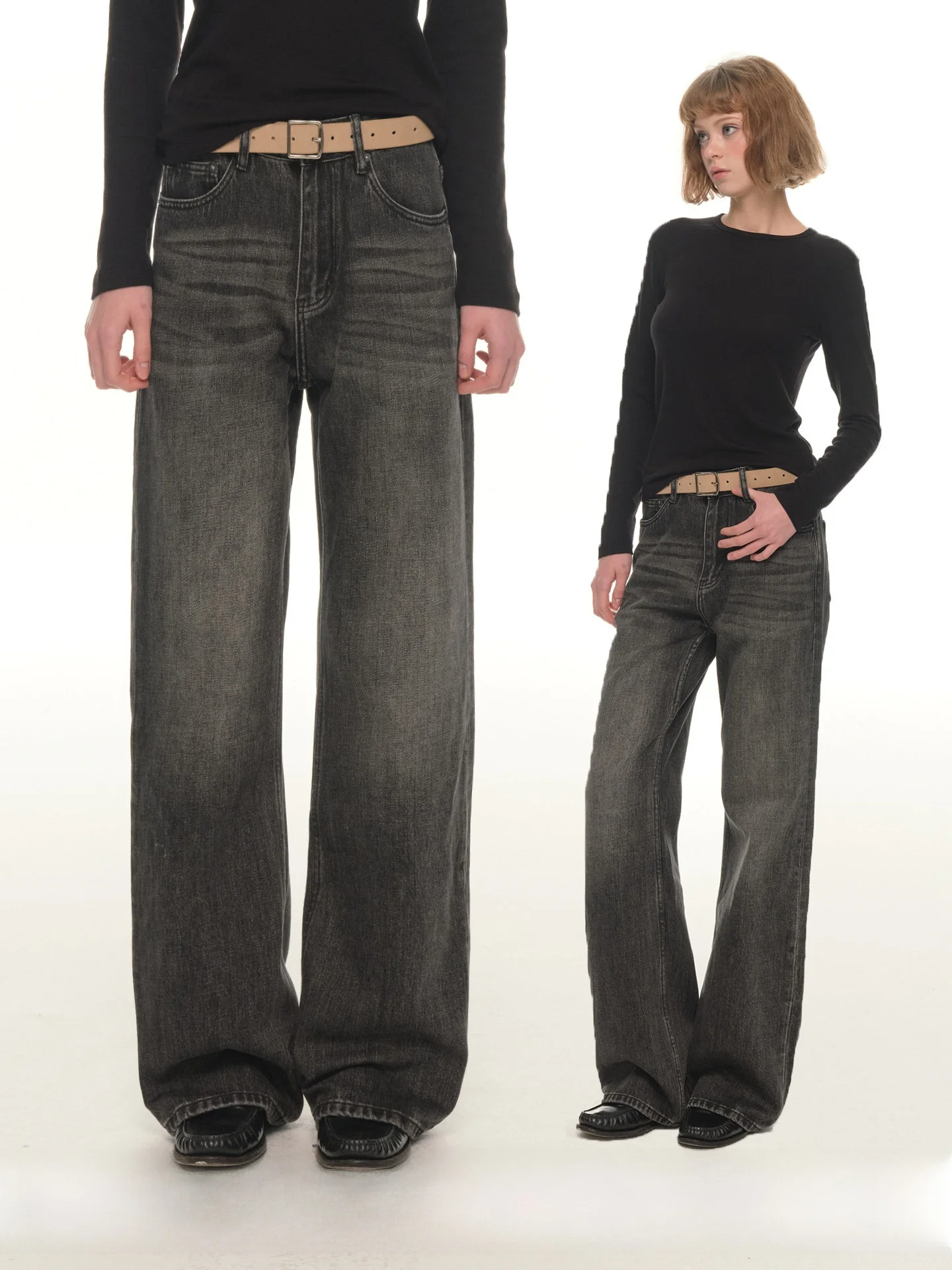 

UNRETRO American Retro Waed Denim Jeans Women's Winter High Waist Loose Wide Leg Micro Flared Casual Pants
