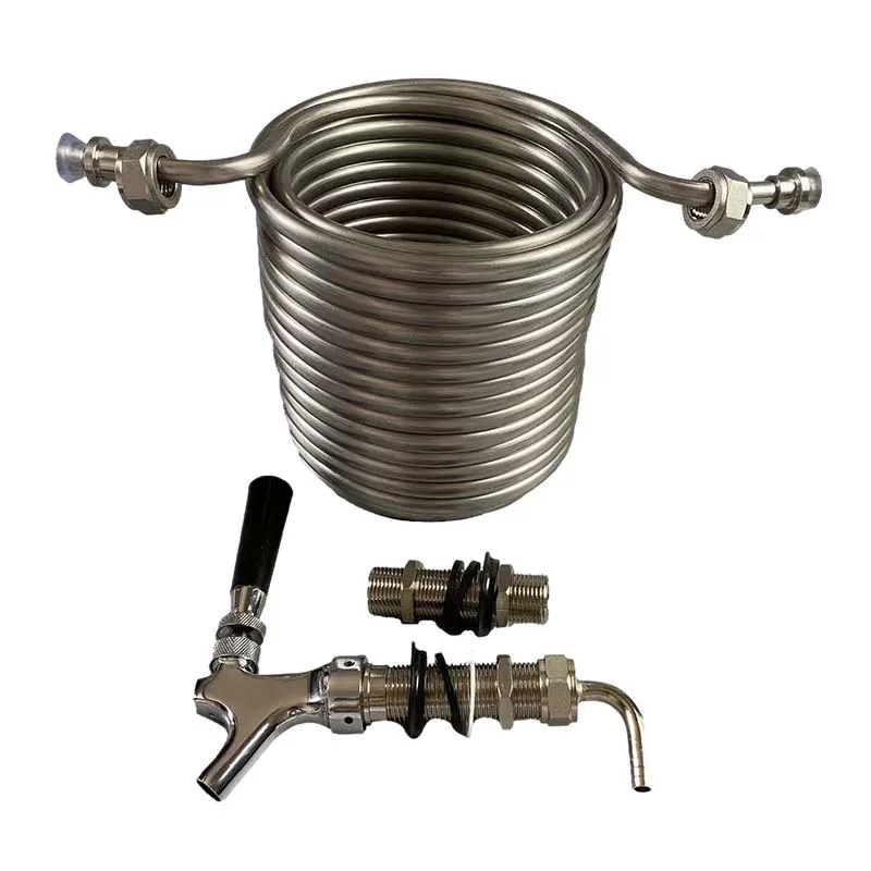 304 Stainless Steel Beer Cooling Coil ,Long Shank Beer Tap, Faucet, 80mm Shank Draft Beer Dispenser Set