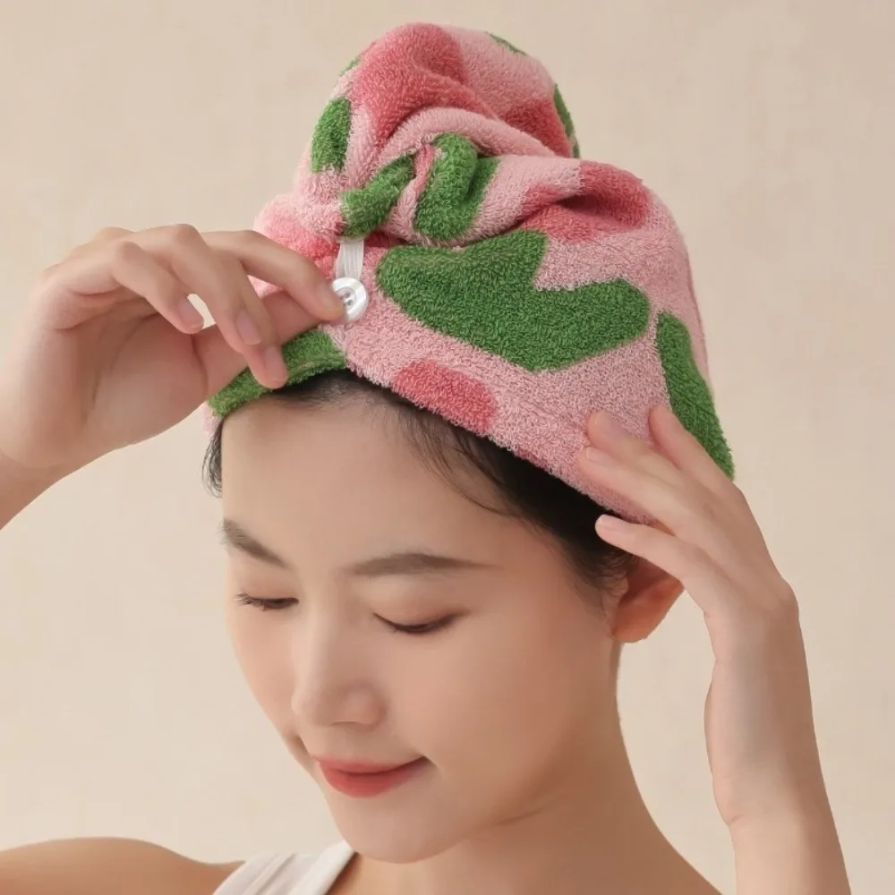 Tulip Pure Cotton Dry Hair Cap Super Absorbent Wave Point Animals Hair Drying Wrap Soft Wet Hair Turbans Drying Hair Towel Gifts