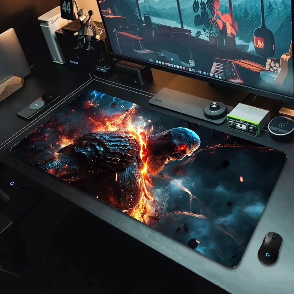 

God-War-Kratos Large Mouse Pad Gamer Mousepad Cool Desk Decoration Accessories Office Gaming Mouse Mat Pc Computer Fun Table