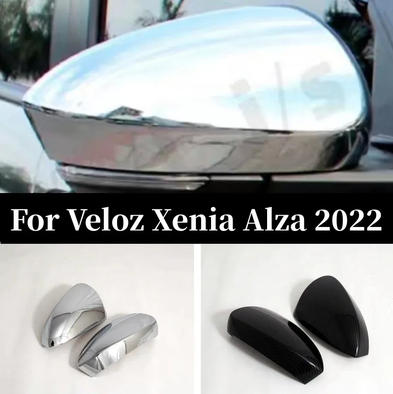 

For Toyota Veloz Daihatsu Xenia Perodua Alza 2022 2023 ABS Chrome Carbon Fiber Style Car Side Door Rear View Mirror Cover