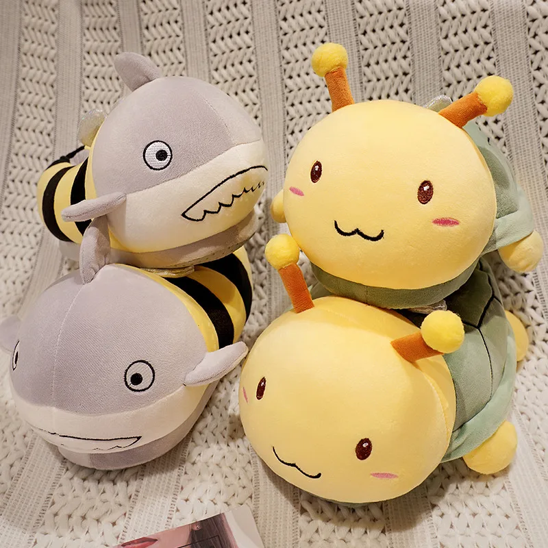 Kawaii Cartoon Bee Shark Bee Turtle Plush Anti slip Warm Home Women Cotton Slippers Funny Combination Animal Shoes