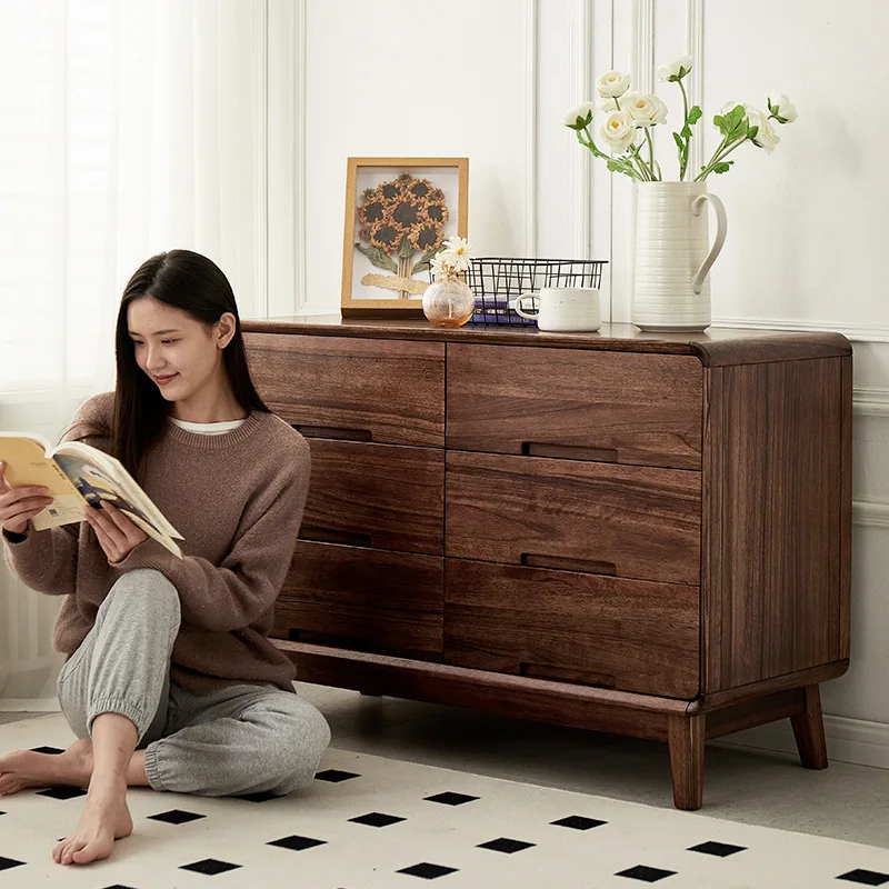 

Customizable Nordic minimalist black walnut chest