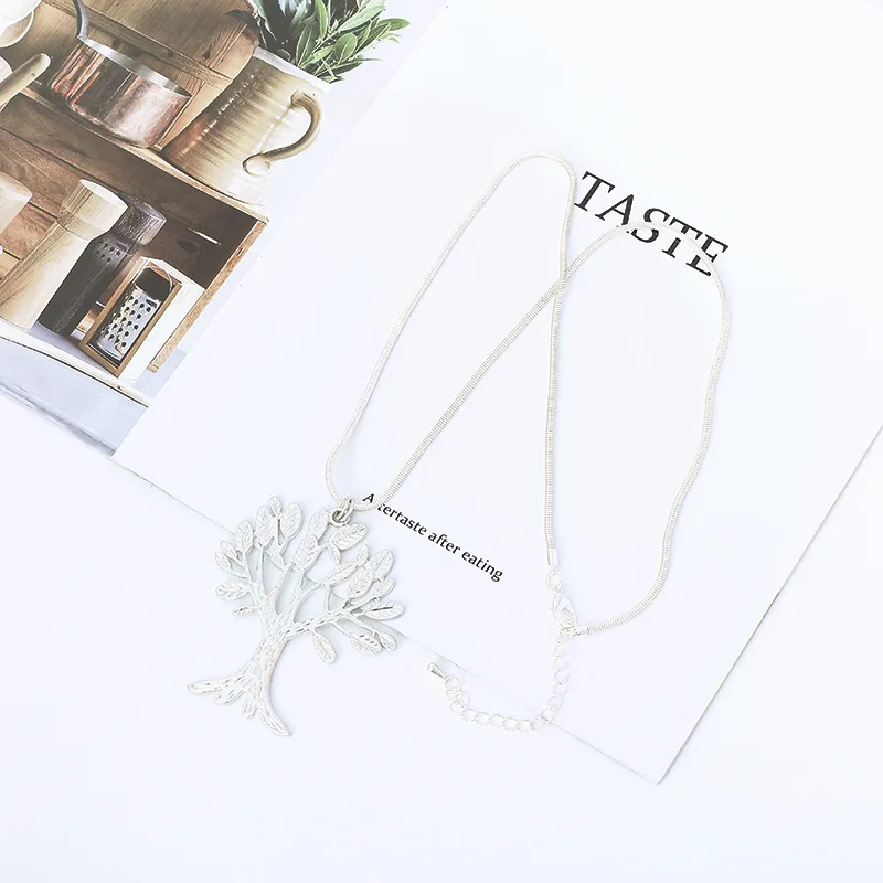 Sweater chain long European and American jewelry new ins wind life tree box chain retro alloy simple necklace