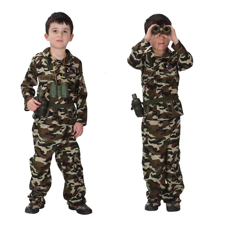 Kids Special Forces Boys Soldier Costume for Girls Army Military Camouflage Occupation Child Uniform Game Role Play Fancy Unifor