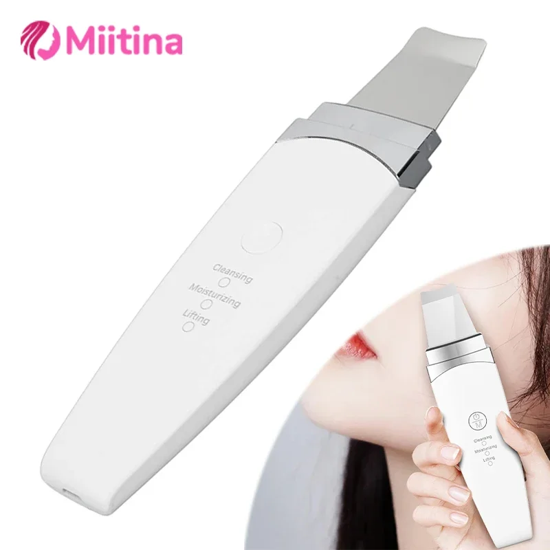 Ultrasonic Skin Scrubber Blackhead Remover Facial Cleanser Peeling Shovel Deep Face Cleaning Machine Beauty Device Spatula Face