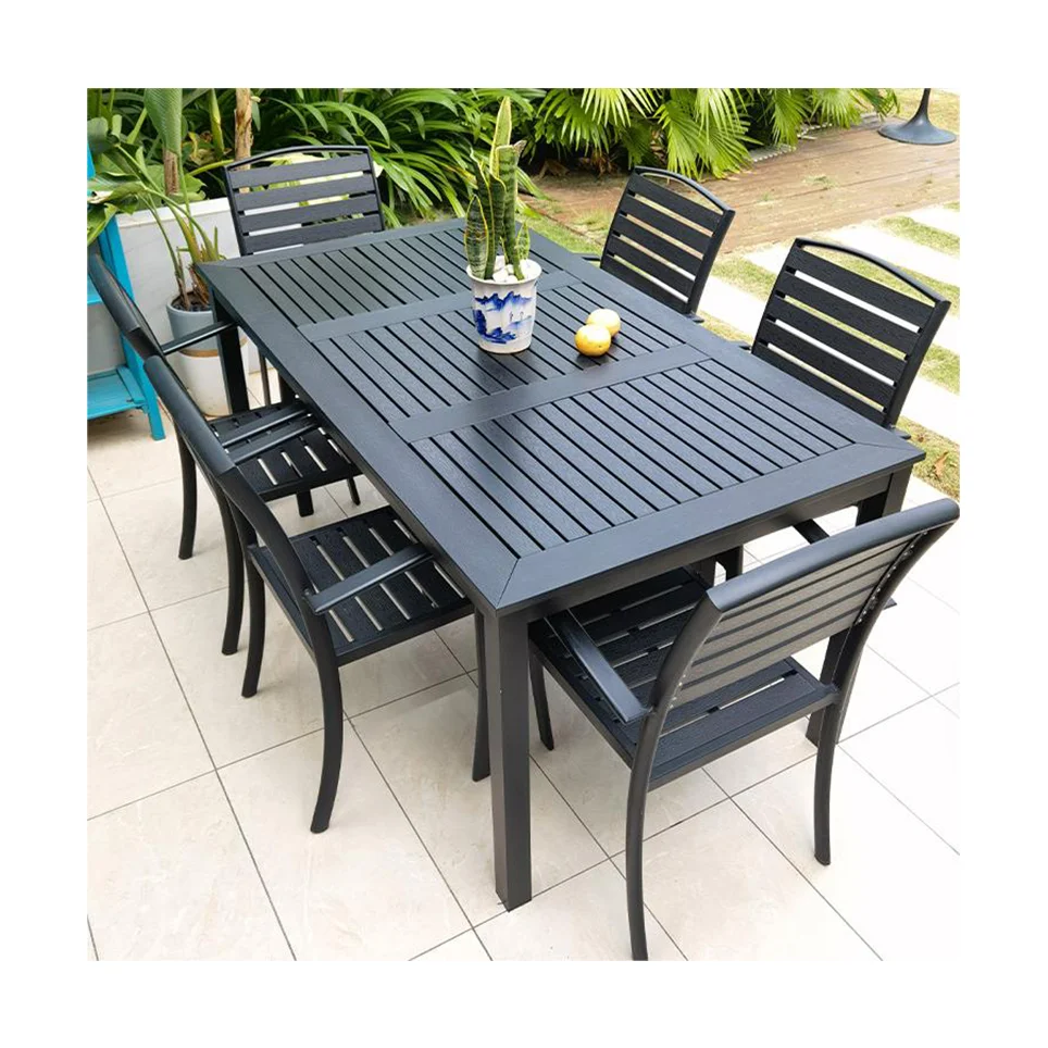 

Outdoor furniture patio plastic wood garden chairs aluminum alloy tables and chairs