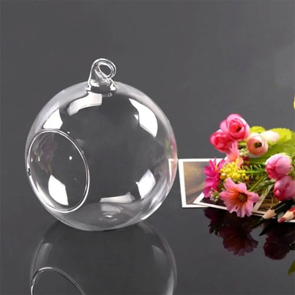 Transparent Hanging Glass Vases Ball Borosilicate Glass Hanging Tealight Holder 6/8/10/12/15cm Clear