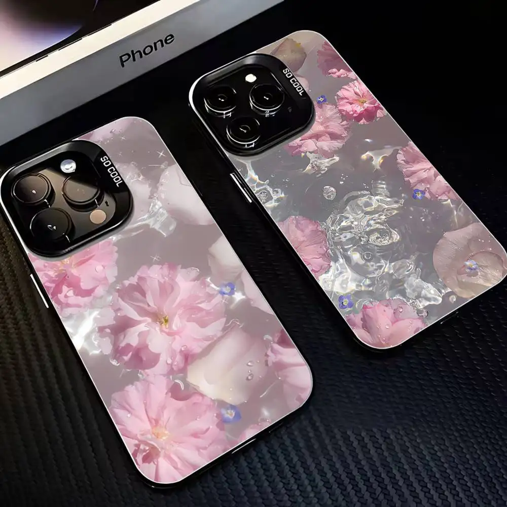 

Flowers in Water Realistic Phone Case For iPhone17,16,15,14,13,12,11 Plus,Pro Max Black Matte Shockproof Cover