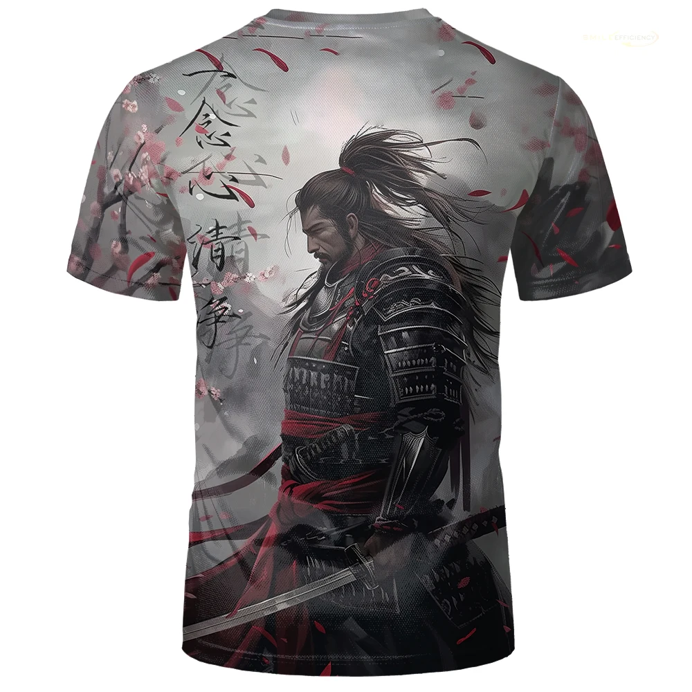 Japanese Samurai Style Graphic 3D Printed T-shirts Trendy New Ninja Creative Sports Tops Personalized Casual Men's T Shirt