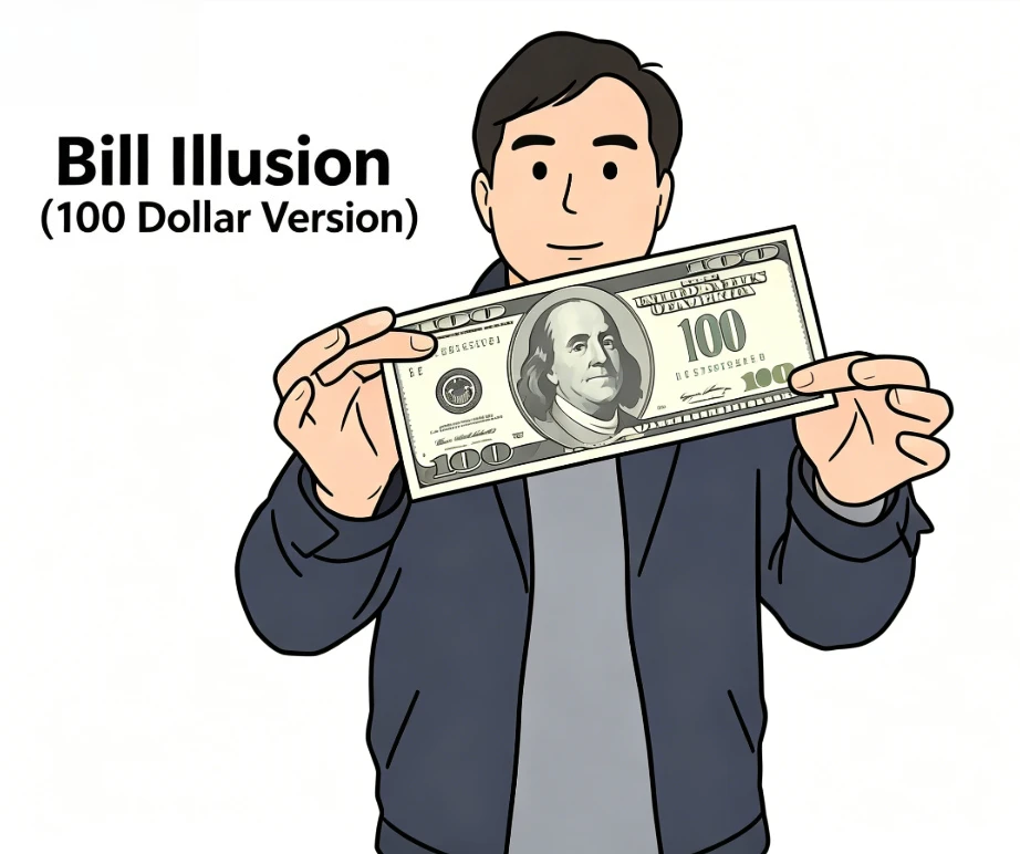 Truco de Magia Visual con Ilusión de Billetes, Versión de $100, Billete Pequeño que se Convierte en un Gigante de $100, para Espectáculos en Escenario y Salón, Accesorios Divertidos y Fáciles de Usar