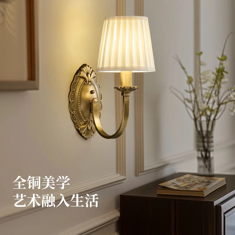 Estilo americano, luminária de parede, toda em cobre, quarto, cabeceira, sala de estar, parede de TV, simples, corredor