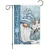 Winter Garden Flag 12×18 Double Sided, Vertical Burlap Gnome Floral Welcome Winter Snow Garden Flag Outside Holiday Yard Dec jjp