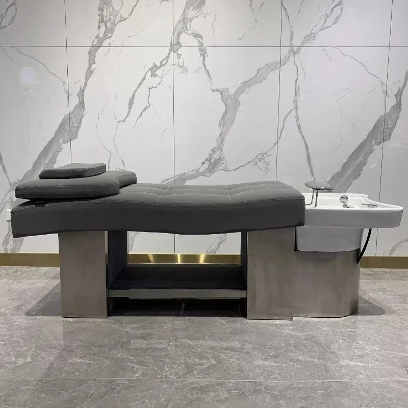 

High-end Beauty Luxury Shampoo Chairs Minimalistic Therapy Center Shower Lounge Shampoo Chair Stainless Steel Sillas Furniture