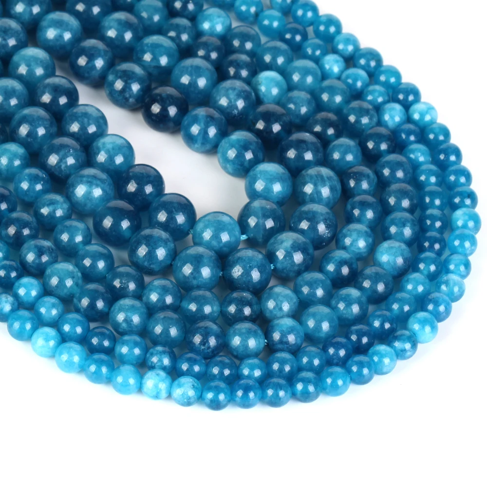 Natursteinperlen, 4–12 mm, blauer Chalcedon, runde Perlen für Schmuckherstellung, DIY-Armbänder, Ohrringe, Accessoires