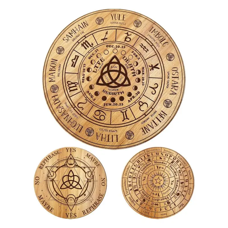 Wooden Ouija Spirit Planchette Message Board 20cm Pendulum Board With Numbers Letters Decision Maker Dowsing Board For Home