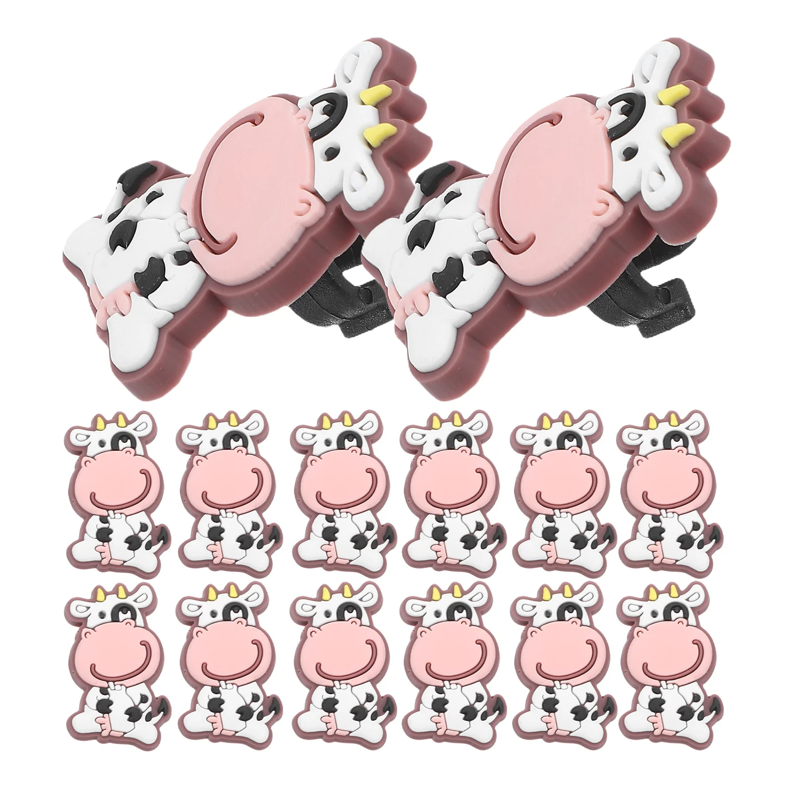 

20Pcs Soft PVC Pencil Decorations Adorable Cow Clip-Ons Secure Fit for Pens Pencils Classroom Rewards Student Gift Ideas