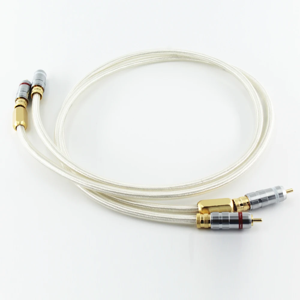 

High Quality pair QED Signature Sub-woofer 6N OCC Silver-plated Hifi RCA Audio Cable With gold plated RCA plug connector