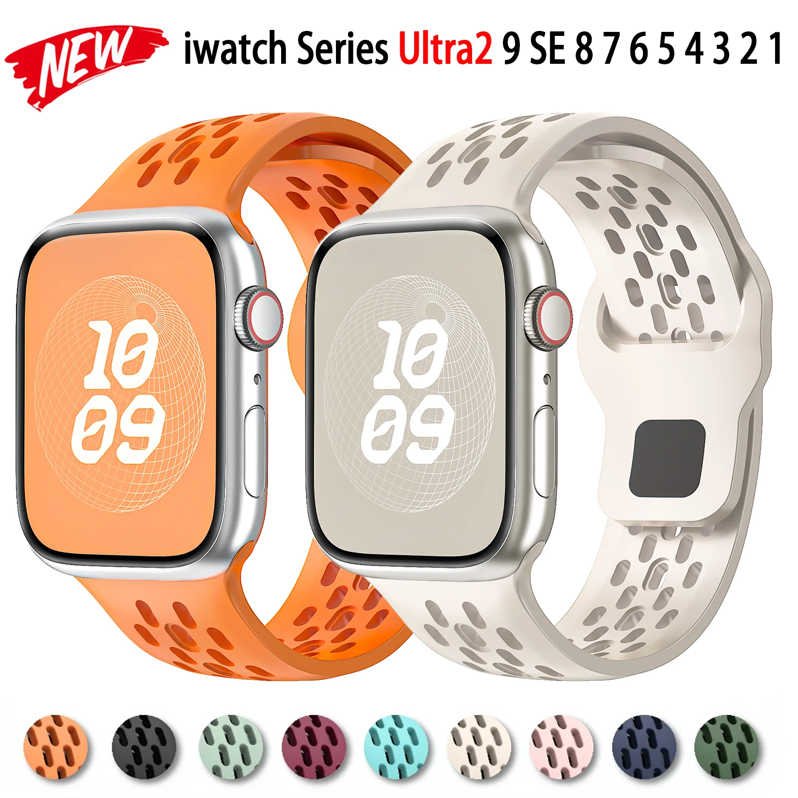 حزام سيليكون لساعة أبل باند ، سوار رياضي ، سلسلة iWatch 9 ، 8 ، 7 ، 6 ، 5 ، 3 ، SE Ultra 2 ، 44 ، 45 ، 41 ، 40 49 ، 38 ، 42 ، 44