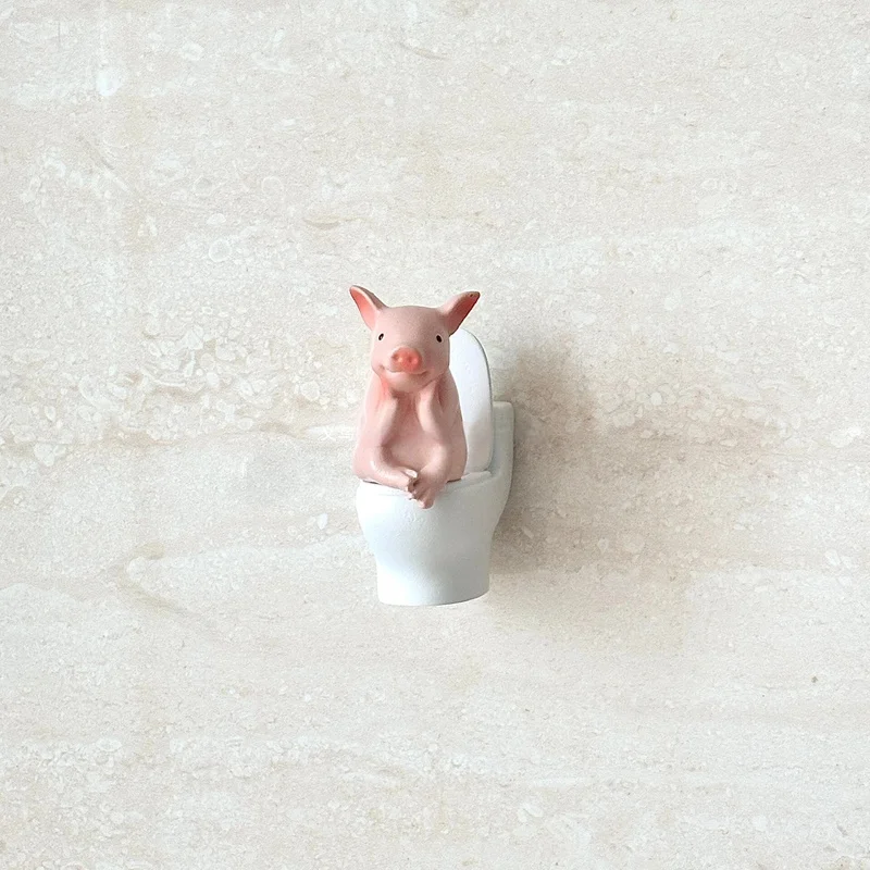 Generic Toilet Pig Buddy Figurine Cute Sleeping Style Mini Resin Ornament Bathroom Desktop Decor Creative Gift For Animal Lovers