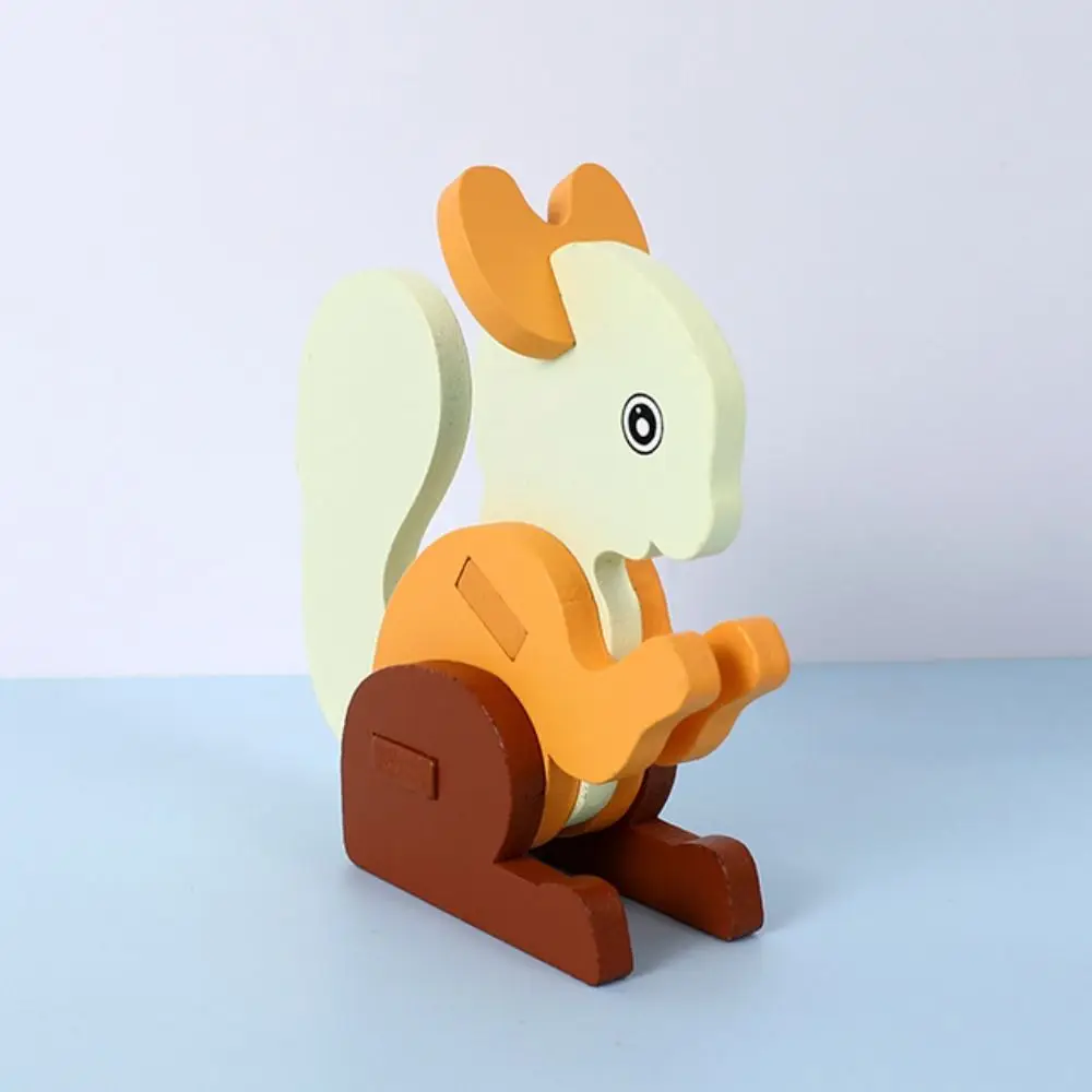 Squirrel Baby Wooden Puzzle Toy Intelligence Game Jigsaw Game 3D Puzzle Toys Educational Montessori Squirrel Building Blocks