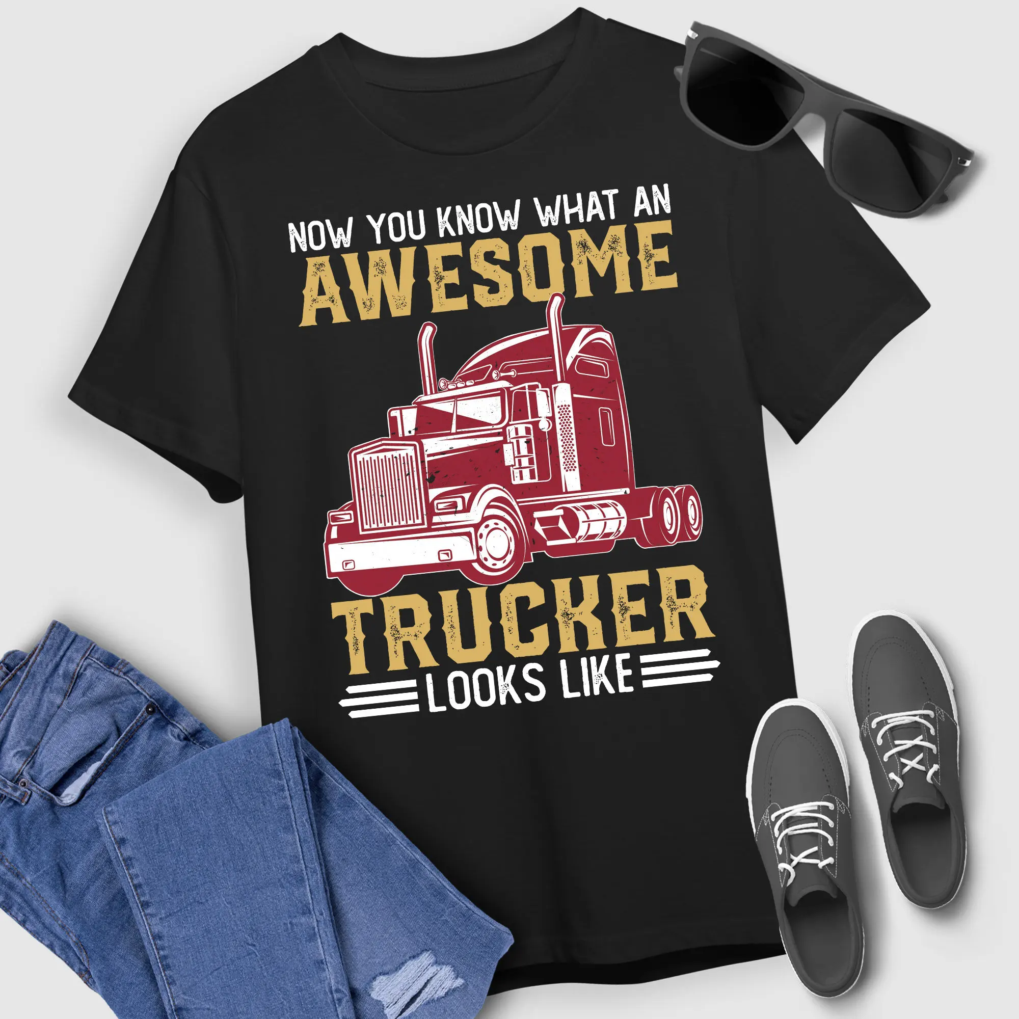 Awesome Trucker T Shirt Truck Driver Wheeler Mechanic Funny For