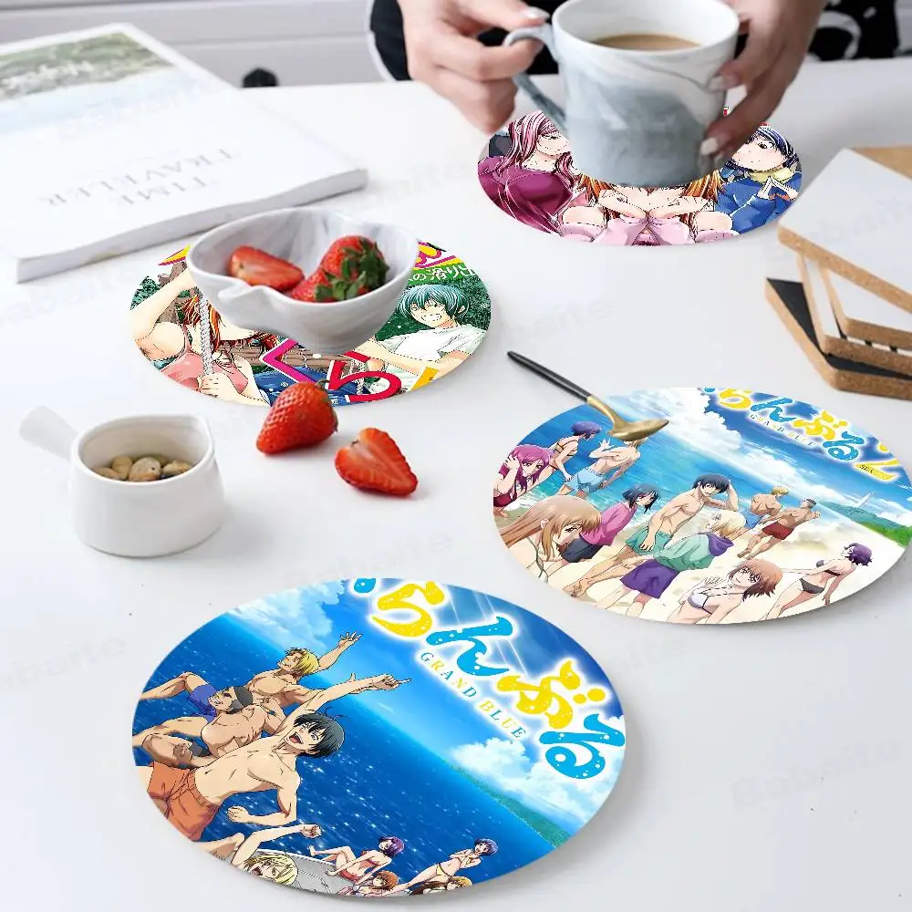 Anime Grand Blue Dreaming Coasters Suitable for daily family gathering decoration, kitchen, anti-slip wooden coasters