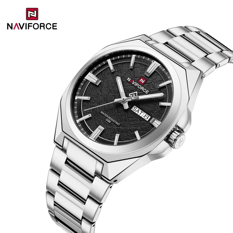 Montres NAVIFORCE pour homme, quartz, étanches 30 m, aiguilles lumineuses, acier inoxydable, montre-bracelet de mode masculine, Relogio Masculino