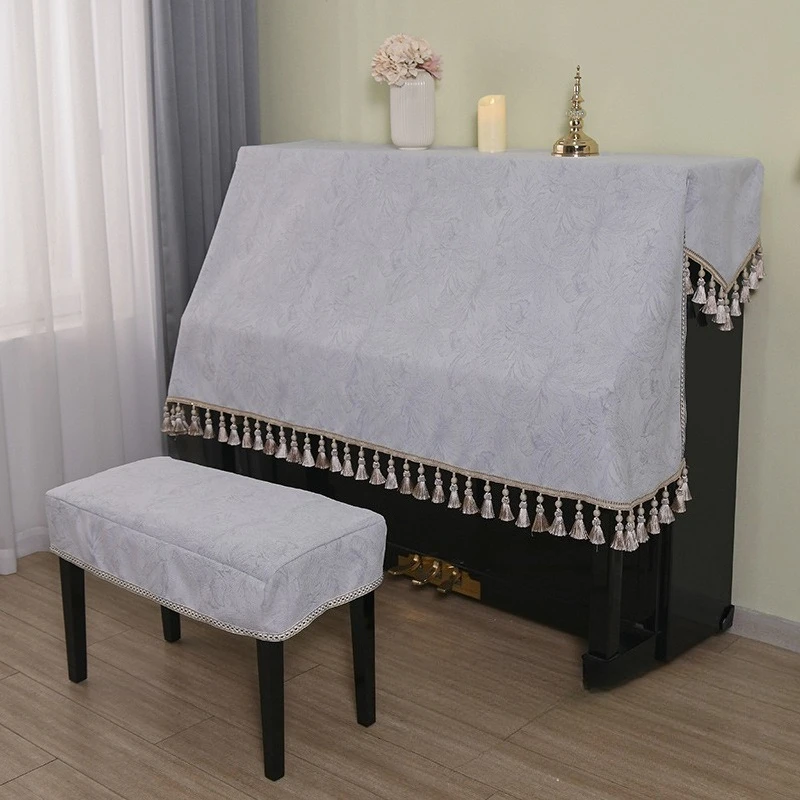 Chenille Piano Cover Fully Draped Dust Cover Thick Lace Piano Cover Exquisite Tassels Washable Wear-resistant Piano Decorations