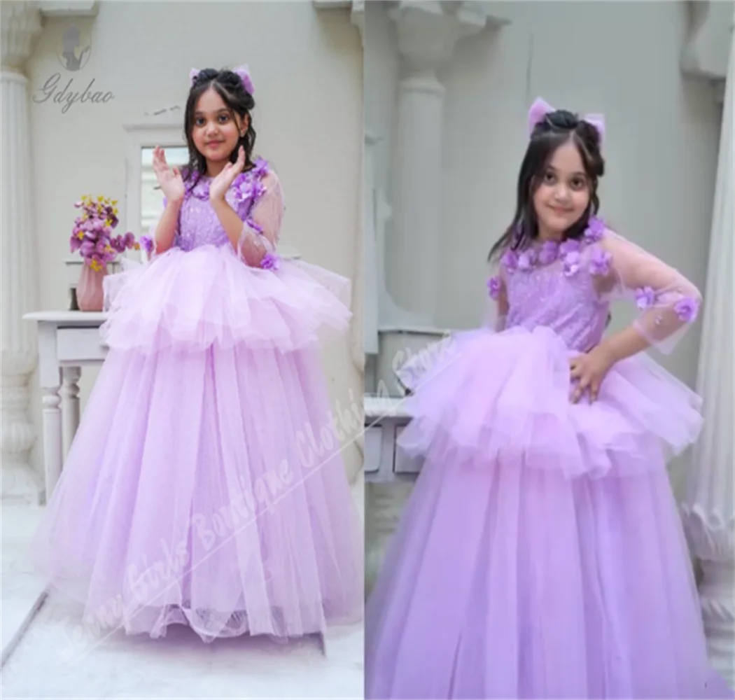 

Beautiful Girls Birthday Party Dresses Layering Ruffles Flower Girl Dresses Kids Birthday Banquet Pageant Gowns