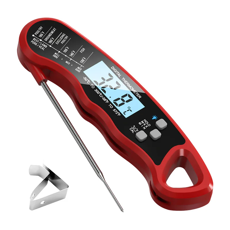 เครื่องวัดอุณหภูมิอาหารเนื้อสัตว์ทําอาหารดิจิตอลแบบพับได้อ่านทันทีสําหรับการย่าง