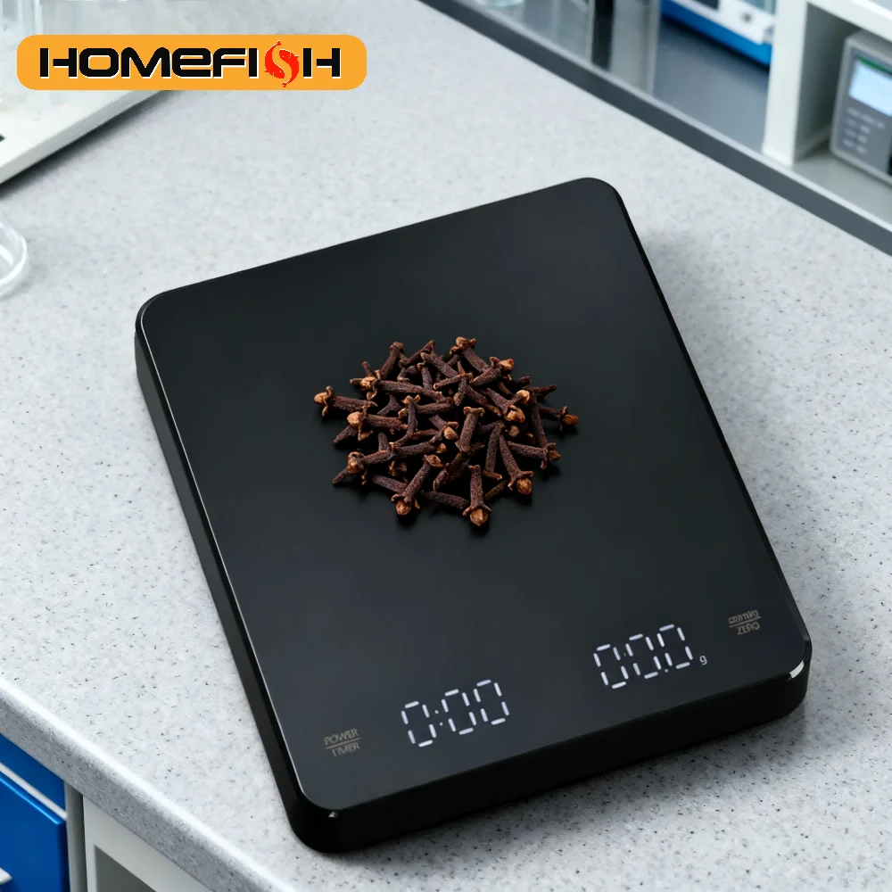 Digital Coffee Scale with Timer and LED Display USB-Rechargeable for Espresso Maximum Capacity 3kg 0.1g High-Precision Kitchen S