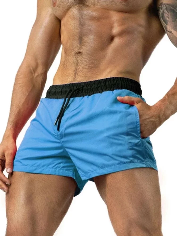 Calções de banho de secagem rápida para homens, shorts sexy de corrida, calções de praia, cuecas de banho, novo 2023