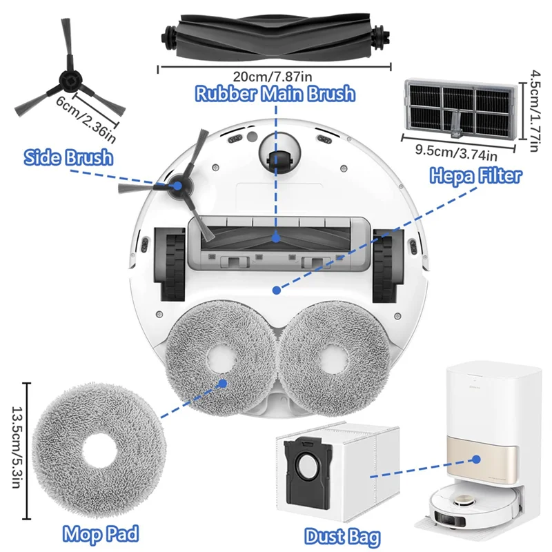 ملحقات أجزاء المكنسة الكهربائية UNCL لـ Dreame X40 Ultra/L10s Ultra Gen 2/L10s Pro Ultra Heat/X30 Ultra/Mova E30 Ultra