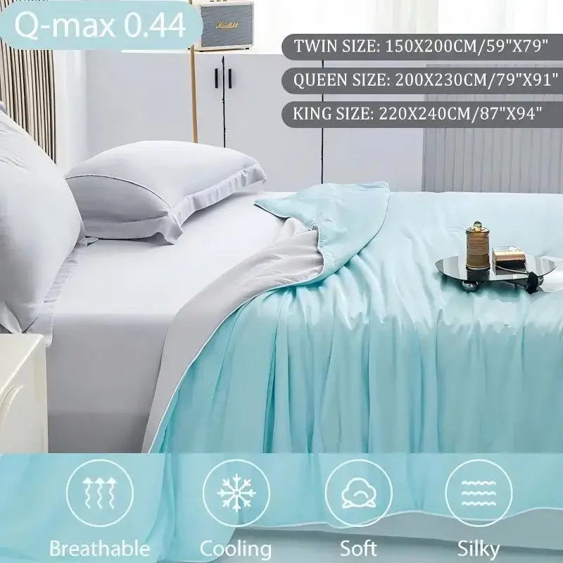 Amazon Hot Sale Skin-friendly Comfortable Cooling Quilt Summer Ice Silk Thin Quilt Bamboo Fiber Class A Antibacterial
