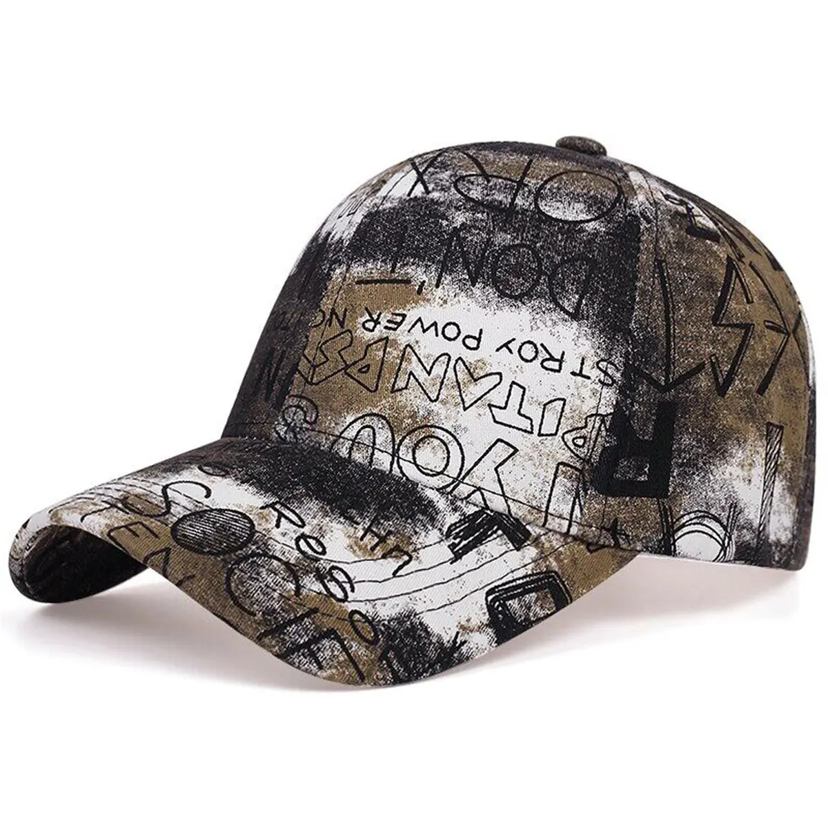 Unisex Letter Graffiti Printing Tie Dye Baseball Caps Spring and Autumn Outdoor Adjustable Casual Hats Sunscreen Hat