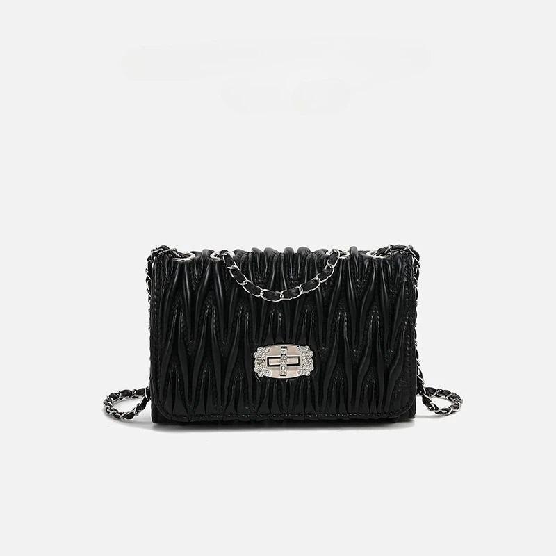 

Minimalist and Fashionable Pleated Chain Women's Single Shoulder Diagonal Cross Bag Mini Casual Clutch Bag