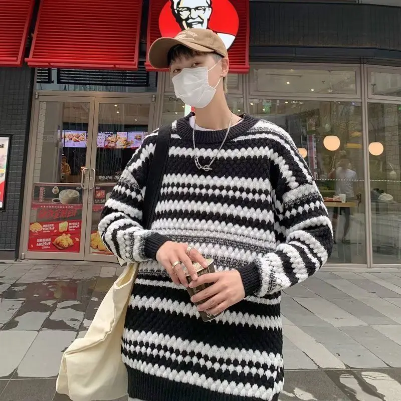 

Men Sweater Pullovers Designer Cool Handsome Streetwear Teens All-match O-neck Knitting Fashion Ulzzang Popular Stylish F127